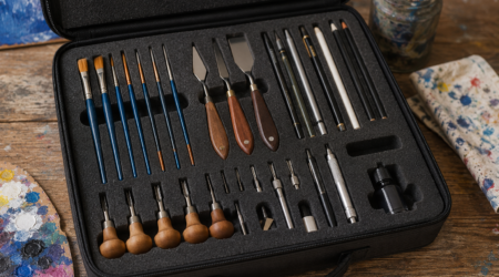 Kunstenaarsgereedschap opbergen